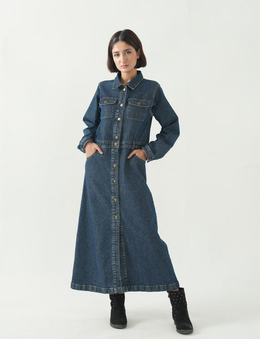 Sieraa - Denim Button-Down Dress